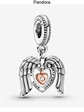 Pandora Club 2021 Angel Wings & Heart Dangle Charm